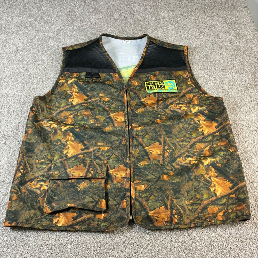 Master Baiters Fishing Vest L/XL Camo‎ Tackle Bait Jerk Reel It In Funny